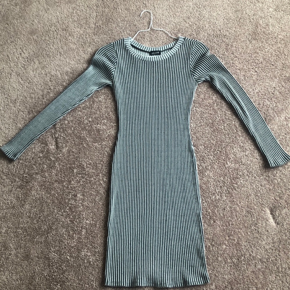 Juniors Gray Striped Sweater Dress